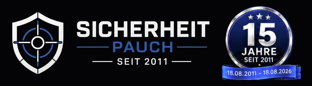 Logo von Sicherheit Pauch mit Jubiläumshinweis 15 Jahre seit 2011